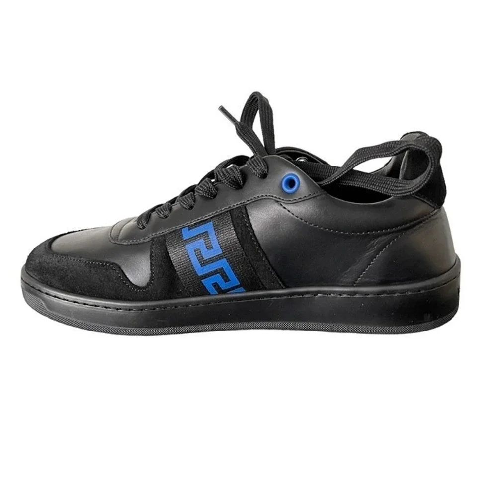 Versace La Greca Black/Blue Sneaker‎ Unisex Womens 1011938, sz 38.5